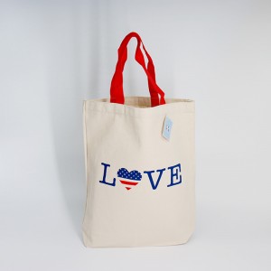Reusable customized printed logo shopping cotton tote bag with logo 