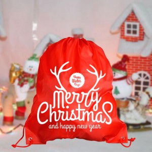 Cheap cute nonwoven christmas drawstring bag for gift
