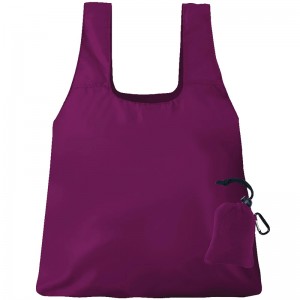 Custom Logo Heavy Duty Expandable Folding Tote Bag Reusable 190T Polyester Foldable Grocery Shopping Bag