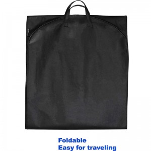 Custom non woven polypropylene black wedding dress garment suit cover bag wholesaletravel nonwoven foldable cloth garment bag