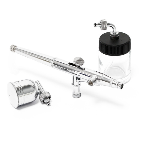 Double Action Airbrush Basic Kit BT-134, 0.3 mm Nozzle Gravity & Siphon Feed with a 1/5 oz Cup&a 4/5 oz Bottle airbrush