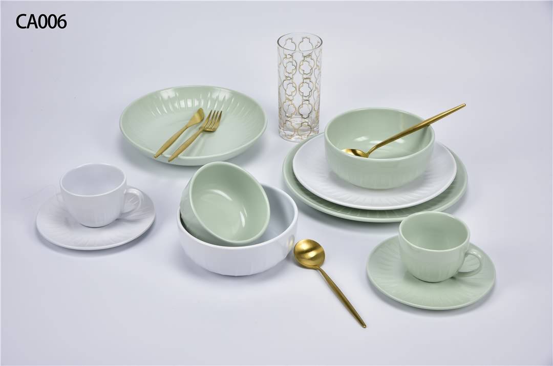 Emboss color glaze dinner set-Coupe shape Featured Image