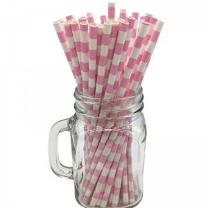 Food Grade Eco-friendly Red Cross Stripe Paper Straw with certificate
