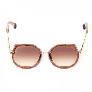 Fashion Round Sunglasses for Women with Rivet Plastic Frame