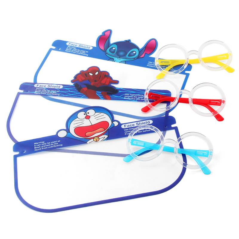 Children Cartoon Print Anti-Fog Face Guard Safety Protection Glasses Face Covering for Outdoor and School