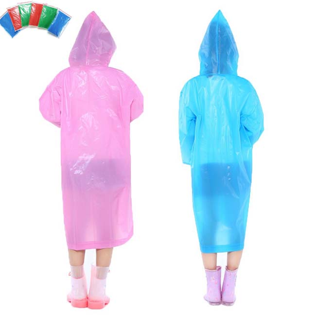 Waterproof Adults Plastic Raincoat with Sleeves and Hood