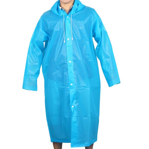 Waterproof plastic PVC raincoat hooded with sleeves