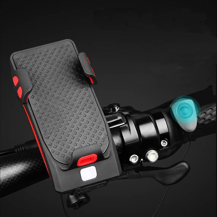 WEST BIKING 4 in1 400 Lumen T6 lamp Rechargeable Bicycle Headlight Electric Horn MTB Bicycle power bank phone holder Bell Light