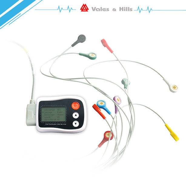 LCD Display 8 – 10 Bits ECG Accessories Small Size 12 Channel Holter ECG Device
