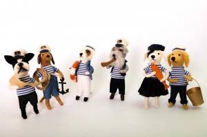 Assorted cute handmade felt dog sailors