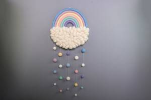 The wool rainbow raindrop wall decor
