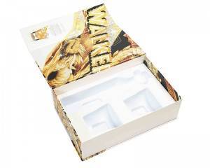 Custom printed logo luxury perfume book shaped boxes gift book shape box packaging die cut sponge for Perfume
