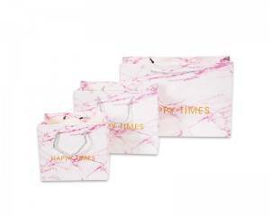 wholesale custom Marble printing paper shopping bag gift packaging bag with handle