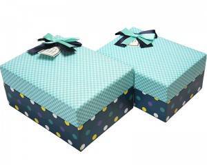 Luxury High End Handmade Hard Paper Gift Box Custom Square Box With Ribbon Bow Knot