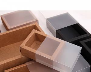 Recycle brown cardboard with PET clear box sleeve matte finish
