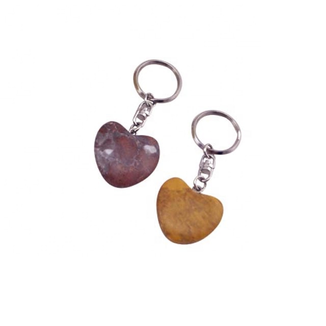 factory supply hand polishing marble heart natural stone keychain