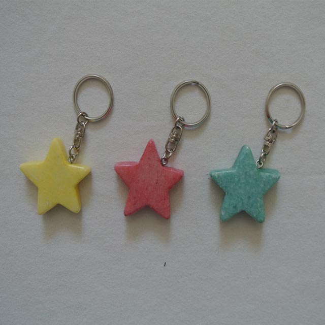 natural marble star keychain stone star  gifts keychain