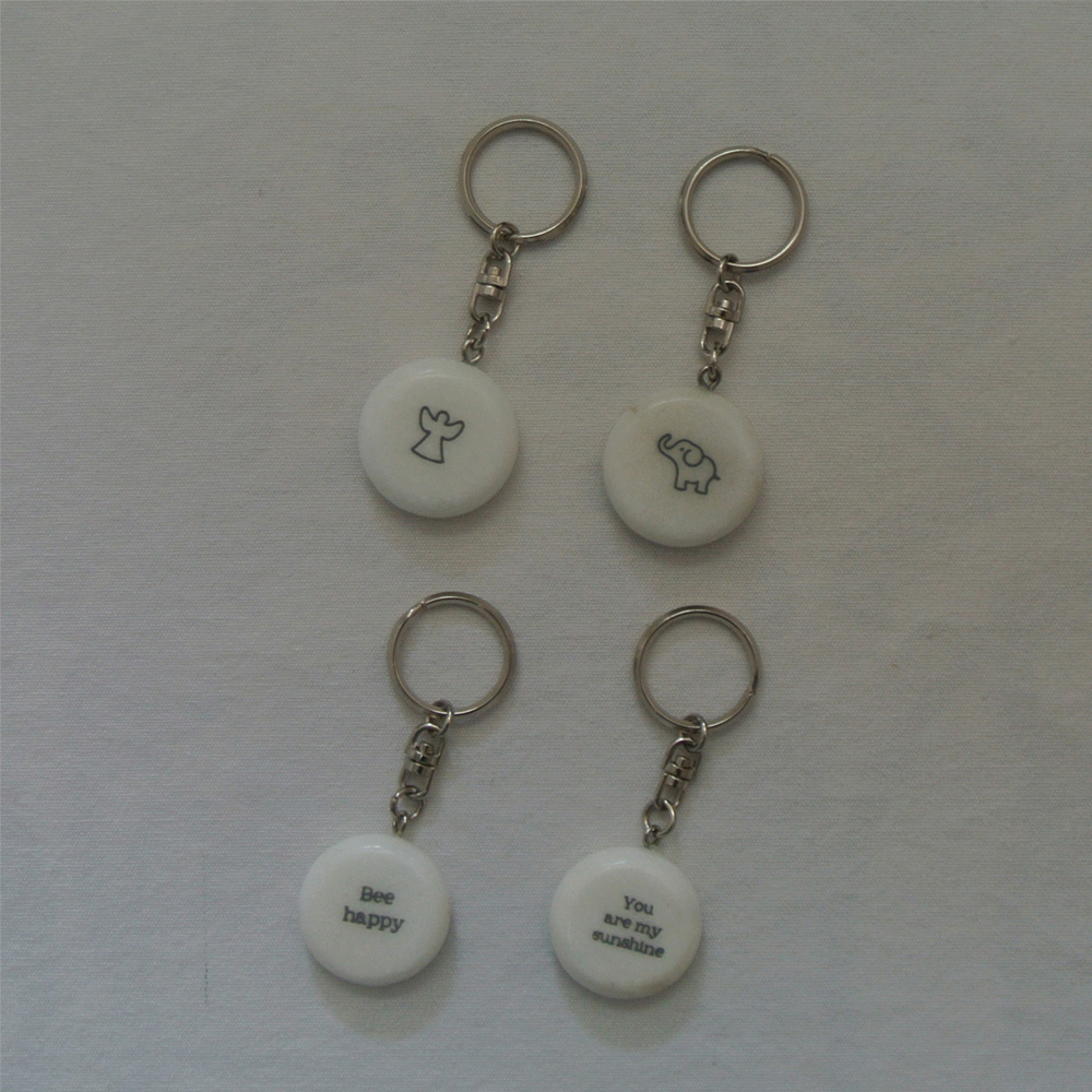 natural stone beads keychain marble pocket stone keychain stone beads marble keychain with 2 sides custom printing
