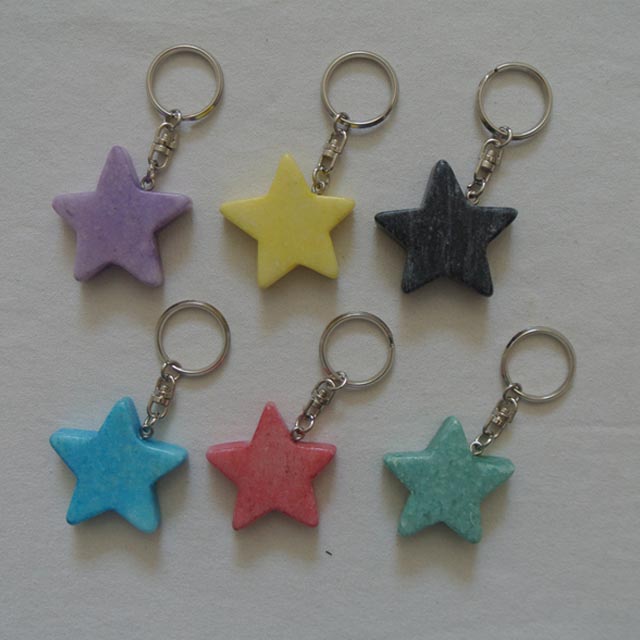 natural marble star keychain stone star  gifts keychain