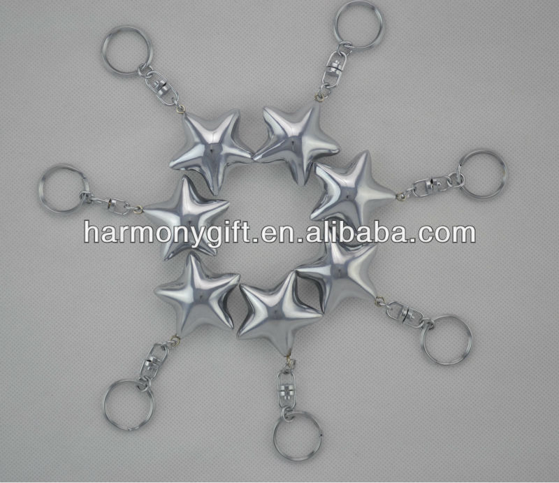 silver sound star with keychain 4.5cm