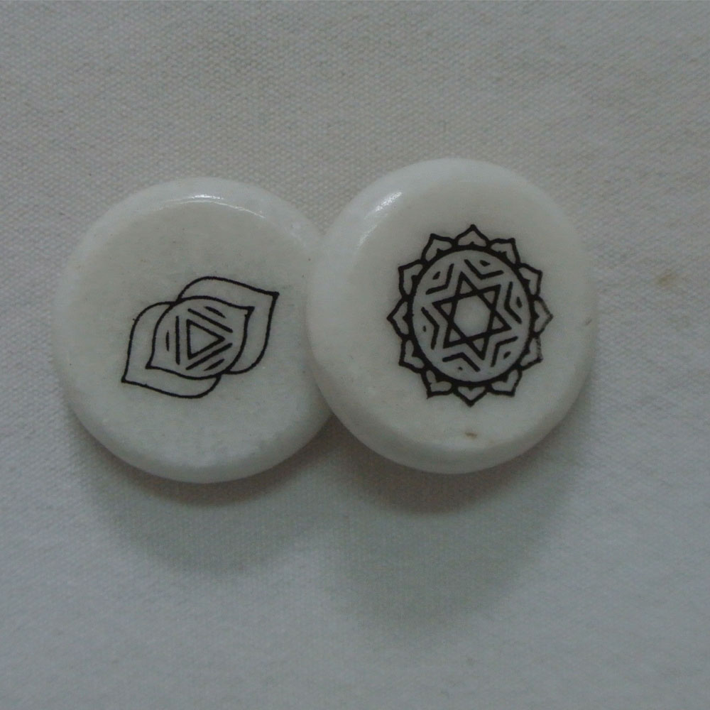 pocket stone natural white marble stone beads with custom printing