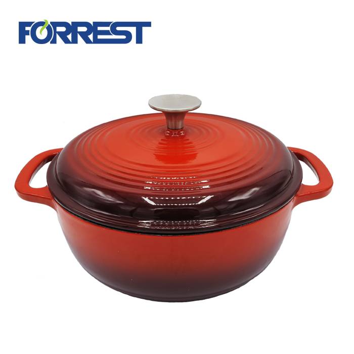 Red and Blue Dutch oven casserole with lid enameled cast iron pot