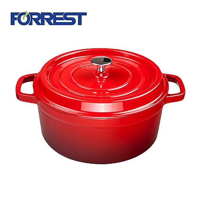Hot sale round enamel Cast iron casserole set dish with two handles cast iron lid