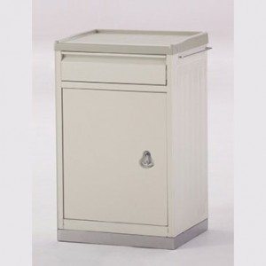 Bedside cabinet with stainless steel top and base