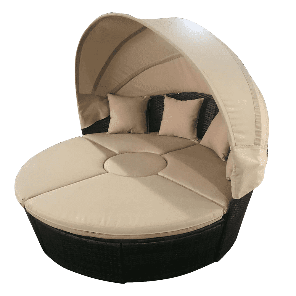 Promotion Outdoor Garden Furniture Multi – function rattan sofa bed Rattan Bed and Sofa Set With Cushion Featured Image