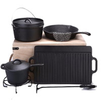 cast iron camping cookware set