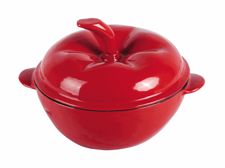 cast iron round enameled apple pots