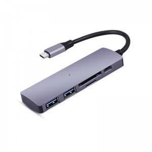 H02PD 5 IN 1 USB C To 4K HDMI, 2xUSB 3.0, SD, TF Card Reader HUB