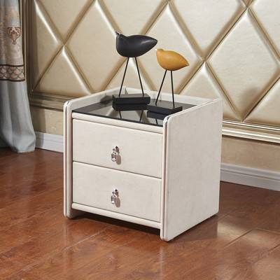 YF-H-214 Nightstands Locker Leather Bedside Table Bedside Table with Drawer Storage Cabinet Featured Image