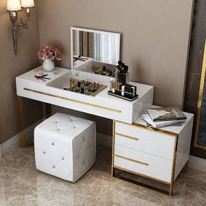 YF-T5 Modern Bedroom Makeup Table and Cushioned Stool Set