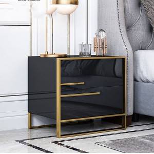 YF-H-203 Side Table for Bed Wood Stainless Steel Gold