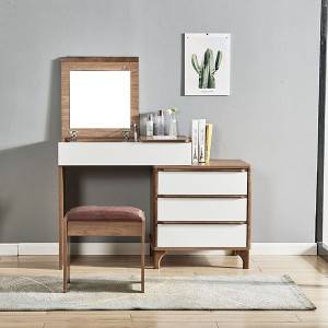 Modern Vanity Table with Mirror and 5 Drawers