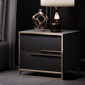 YF-H-203-1 leather Two spacious drawers nightstand