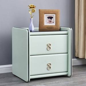 YF-H-213 Silver Furniture Faux Leather Contemporary Nightstand