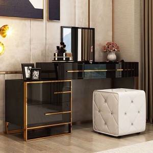 YF-T5 Modern Bedroom Makeup Table and Cushioned Stool Set