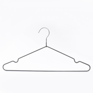Heavy Duty Metal PVC Coated Gray Shirt Hanger With Anti Slip Notch
