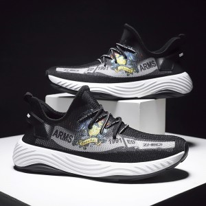 Amazon top seller white custom men shoes sneaker printed black yeezy shoes for men