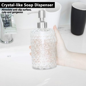 16 Oz Clear Glass Soap Dispenser with Brushed Nickel Pump