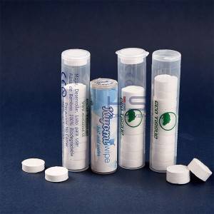 Disposable Biodegradable Compressed Tissue with Tube Dispenser
