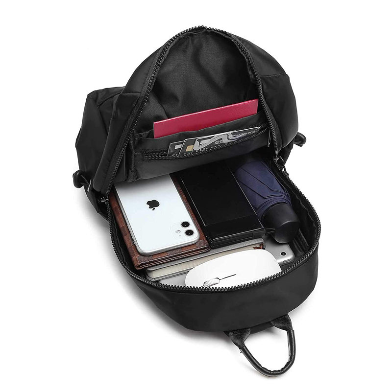 Men Small Sling Bag Crossbody Backpack Travel Daypacks Chest Pack Lightweight Outdoor Shoulder Bag One Strap Black