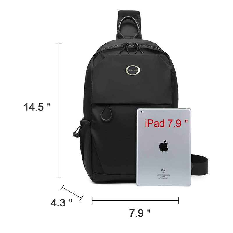 Men Small Sling Bag Crossbody Backpack Travel Daypacks Chest Pack Lightweight Outdoor Shoulder Bag One Strap Black