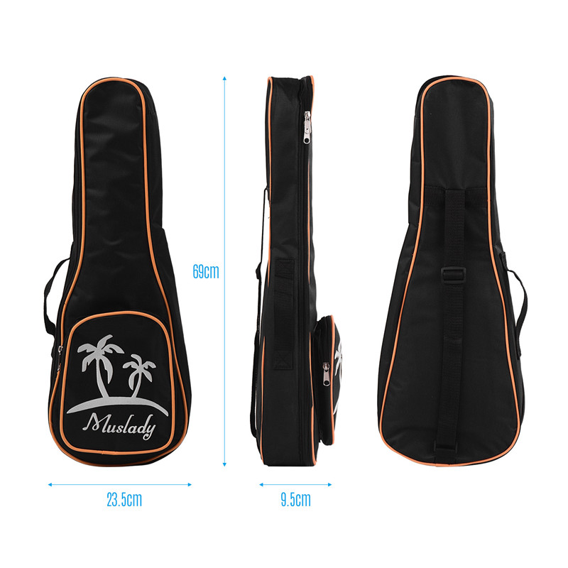 23/26 Inch Tenor Ukulele Bag Uke Ukelele Zippered Case 5mm Padding Coconut Tree Pattern Style with Adjustable Shoulder Strap