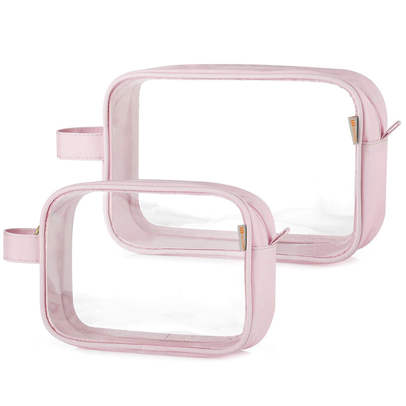 Clear Toiletry Bag Transparent Makeup Bags Set Waterproof Wash Bag 2pcs -Grey