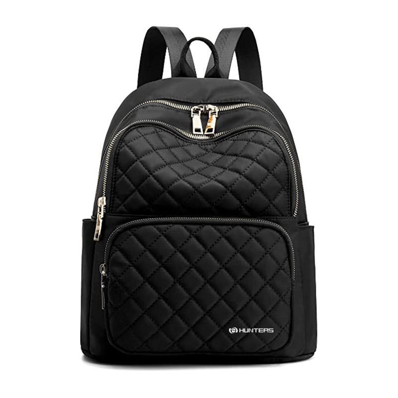 Backpack for Women, Nylon Travel Backpack Purse Black Small School Bag for Girls (Black Quilted)