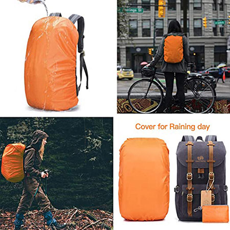 Canvas Leather Backpack Hiking Backpack Travel Rucksack School Bag (5)