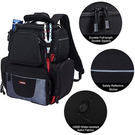 Fishing Tackle Backpack with 4 Trays Large Waterproof Tackle Bag Storage with Protective Rain Cover and 4 Tackle Box-22